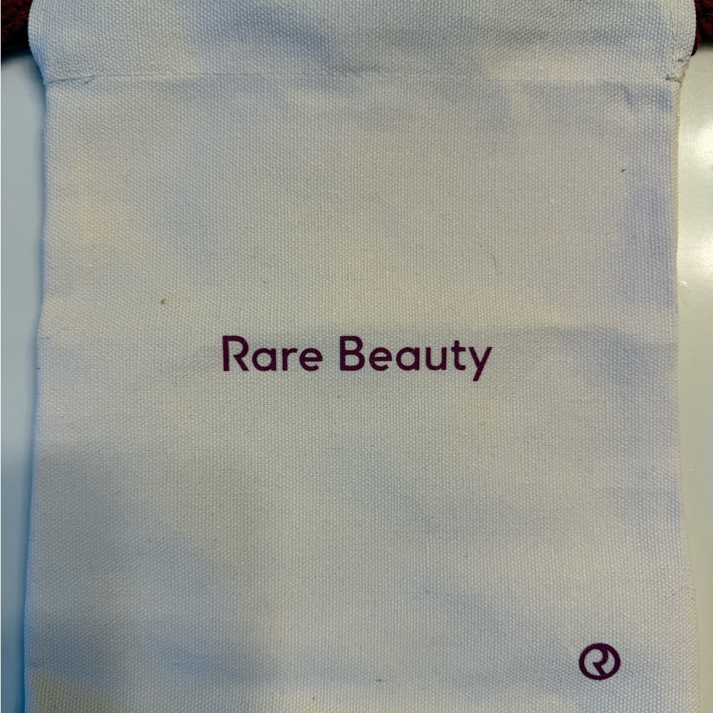 Rare Beauty Cream Canvas Pouch with Purple Logo